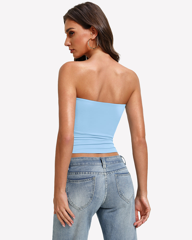 Tube Tops Going Out Double Lined Basic Y2K Tank Top