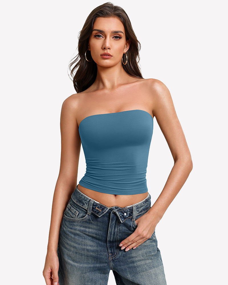 Tube Tops Going Out Double Lined Basic Y2K Tank Top