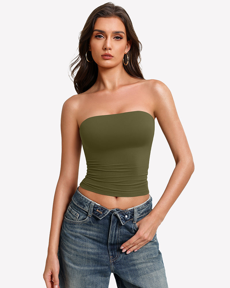 Tube Tops Going Out Double Lined Basic Y2K Tank Top