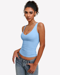 Plunge Tank Tops Deep V Neck Double Lined Camisoles