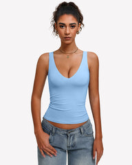 Plunge Tank Tops Deep V Neck Double Lined Camisoles