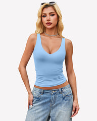 Plunge Tank Tops Deep V Neck Double Lined Camisoles