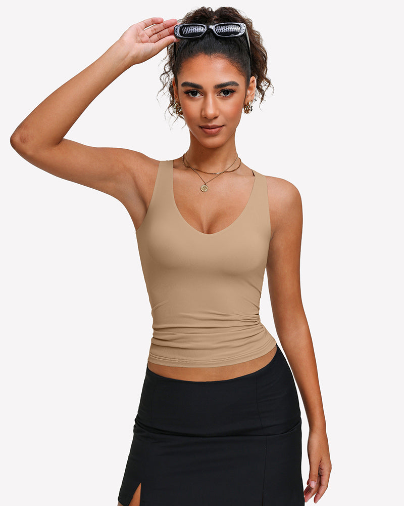 Plunge Tank Tops Deep V Neck Double Lined Camisoles