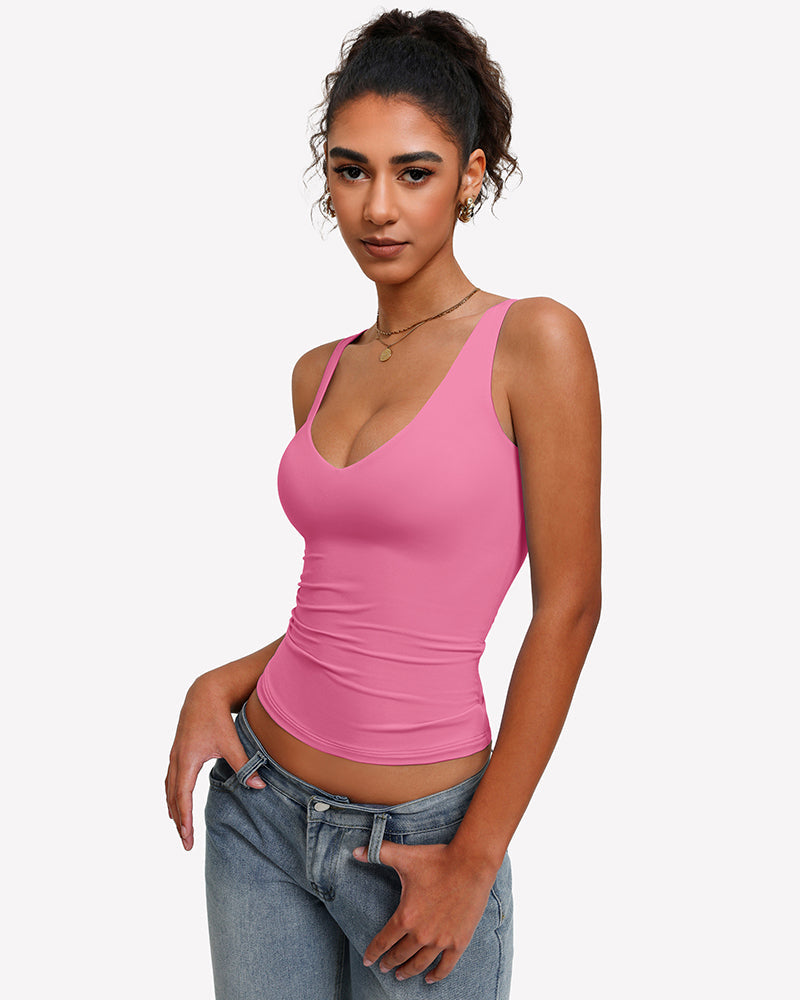 Plunge Tank Tops Deep V Neck Double Lined Camisoles