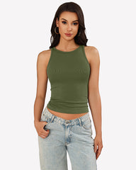 Tank Tops Ribbed Mock Neck Racerback Top