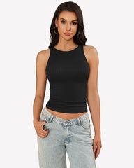 Tank Tops Ribbed Mock Neck Racerback Top