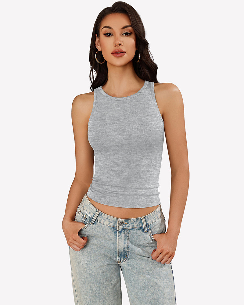 Tank Tops Ribbed Mock Neck Racerback Top