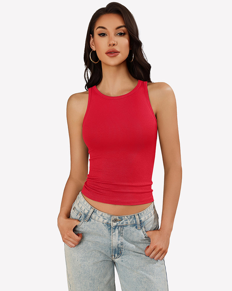 Tank Tops Ribbed Mock Neck Racerback Top