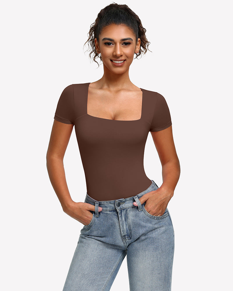 Short Sleeve Square Neck Bodysuit