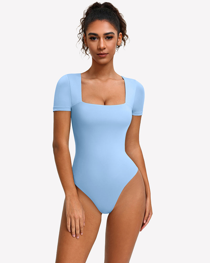 Short Sleeve Square Neck Bodysuit