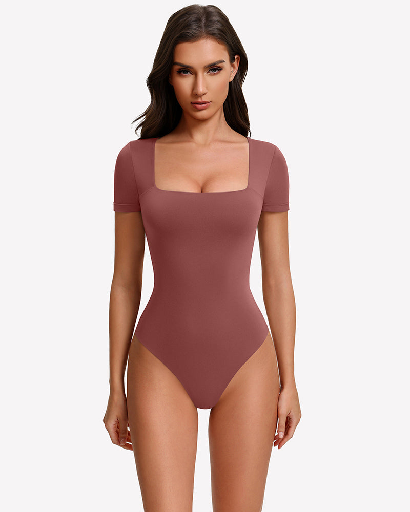 Short Sleeve Square Neck Bodysuit
