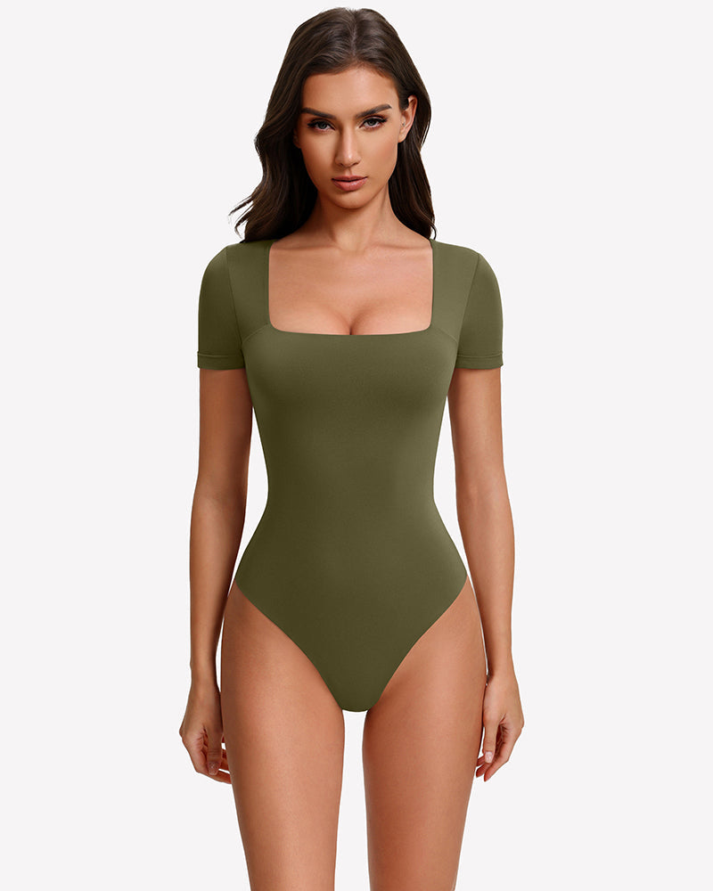 Short Sleeve Square Neck Bodysuit