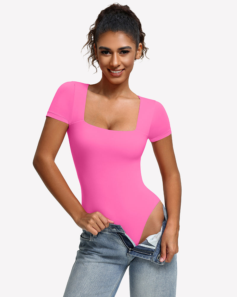 Short Sleeve Square Neck Bodysuit