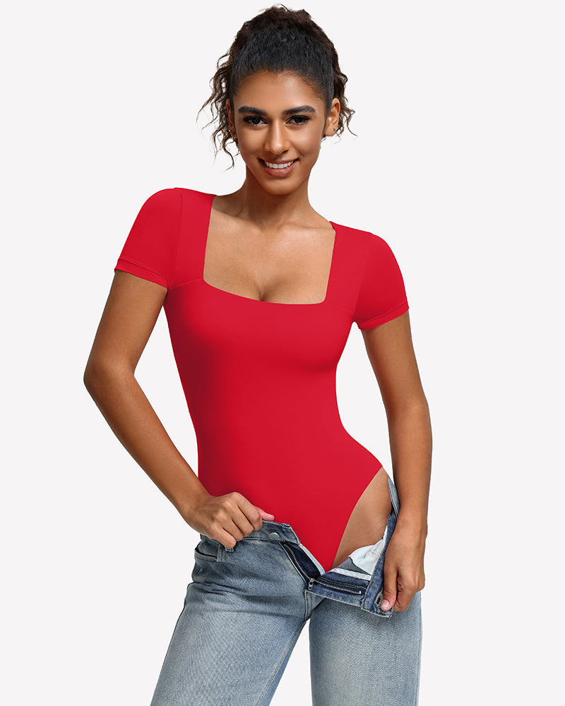 Short Sleeve Square Neck Bodysuit
