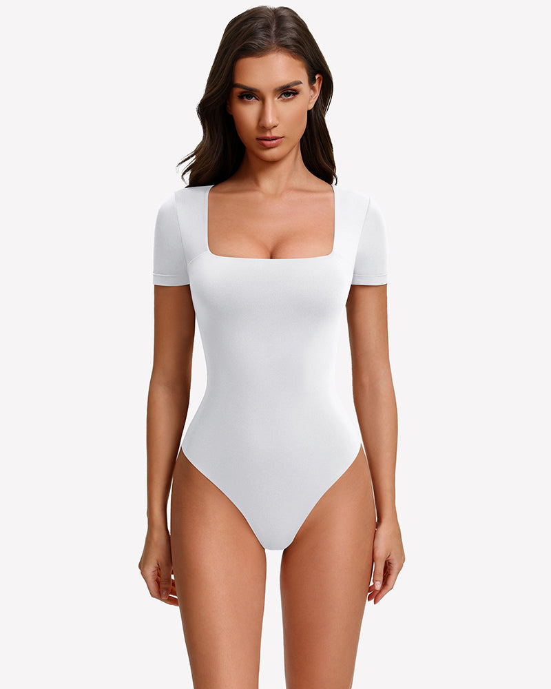 Short Sleeve Square Neck Bodysuit