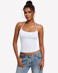 Y2K Halter Crop Top Backless Double Lined Camisole