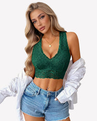 V Neck Racerback Cami Non-Padded Floral Crop Top