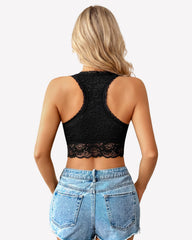 V Neck Racerback Cami Non-Padded Floral Crop Top