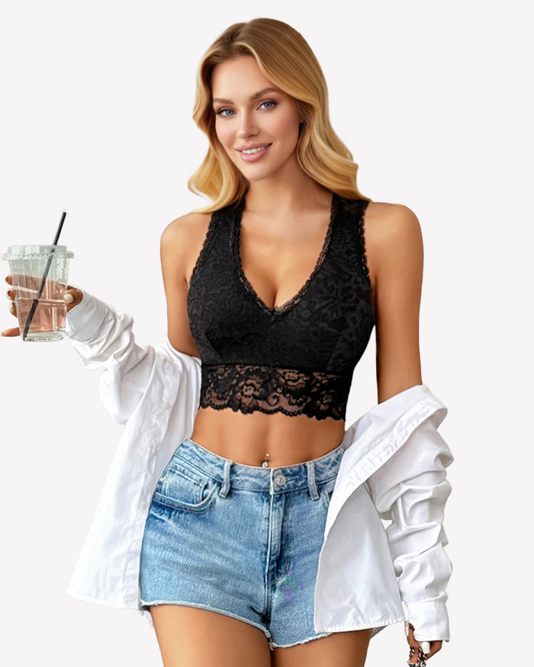 V Neck Racerback Cami Non-Padded Floral Crop Top