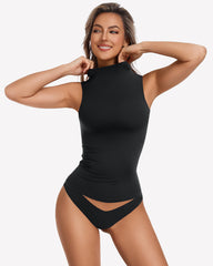 Mock Turtle Neck Tank Top - Double Lined Fitted Y2K Summer Top