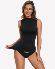 Mock Turtle Neck Tank Top - Double Lined Fitted Y2K Summer Top