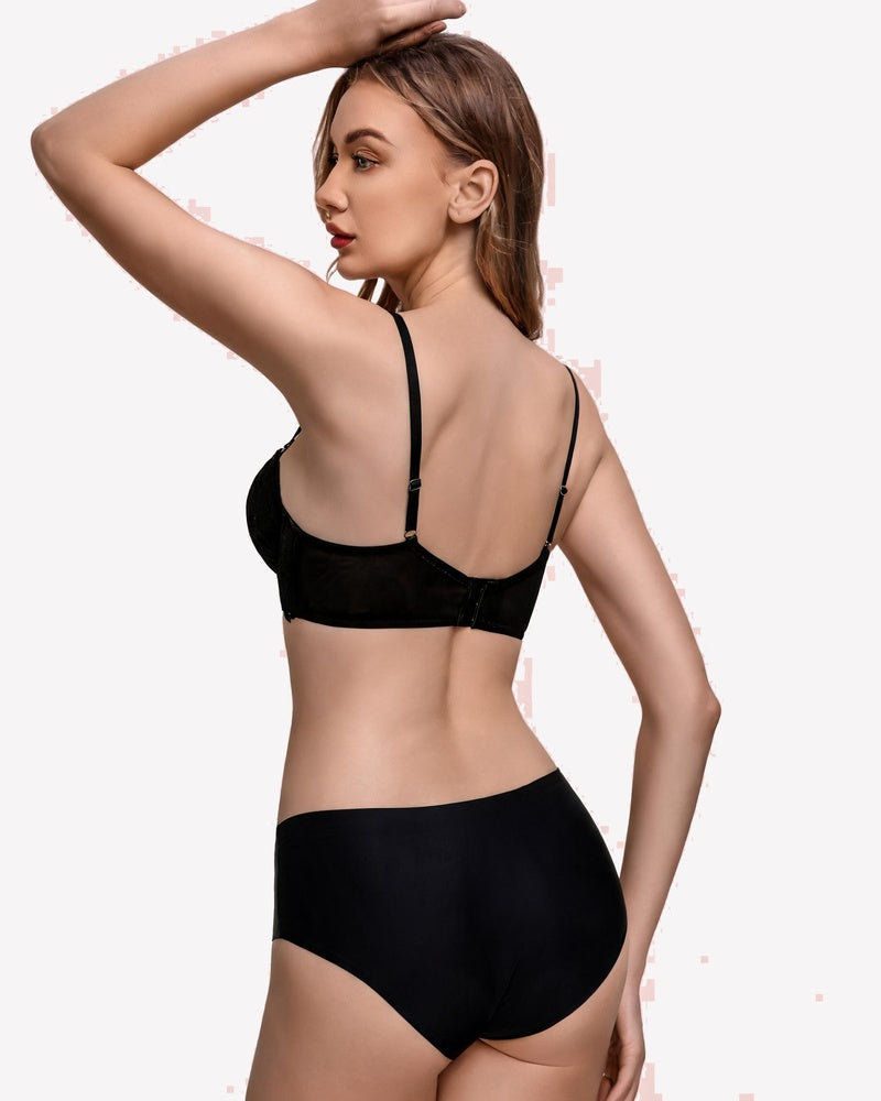 Lace Underwire Bra Sheer Floral Scalloped Unlined Everyday Bras