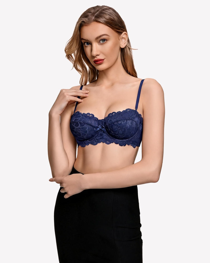Lace Underwire Bra Sheer Floral Scalloped Unlined Everyday Bras
