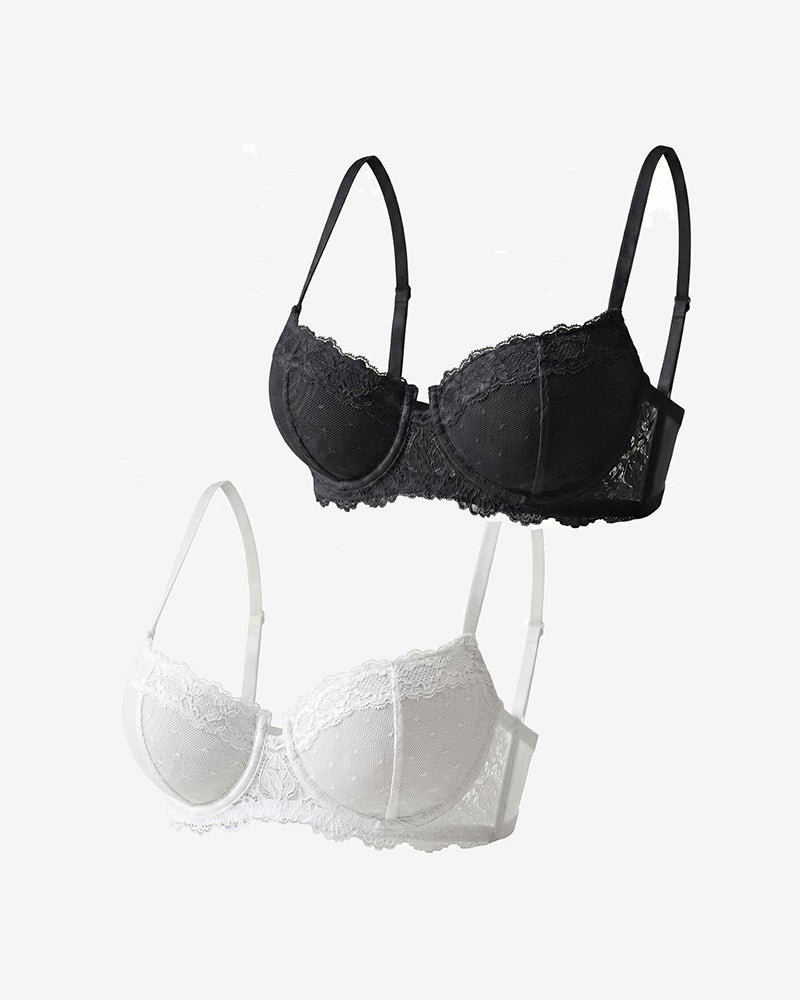 Lace Bra Mesh Underwire Unlined Everyday Lingerie Bras