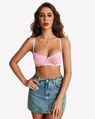 Lace Bra Mesh Underwire Unlined Everyday Lingerie Bras