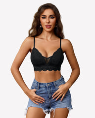 Lace Wireless Bra V Neck Non-Padded Mesh Bralette