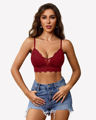 Lace Wireless Bra V Neck Non-Padded Mesh Bralette