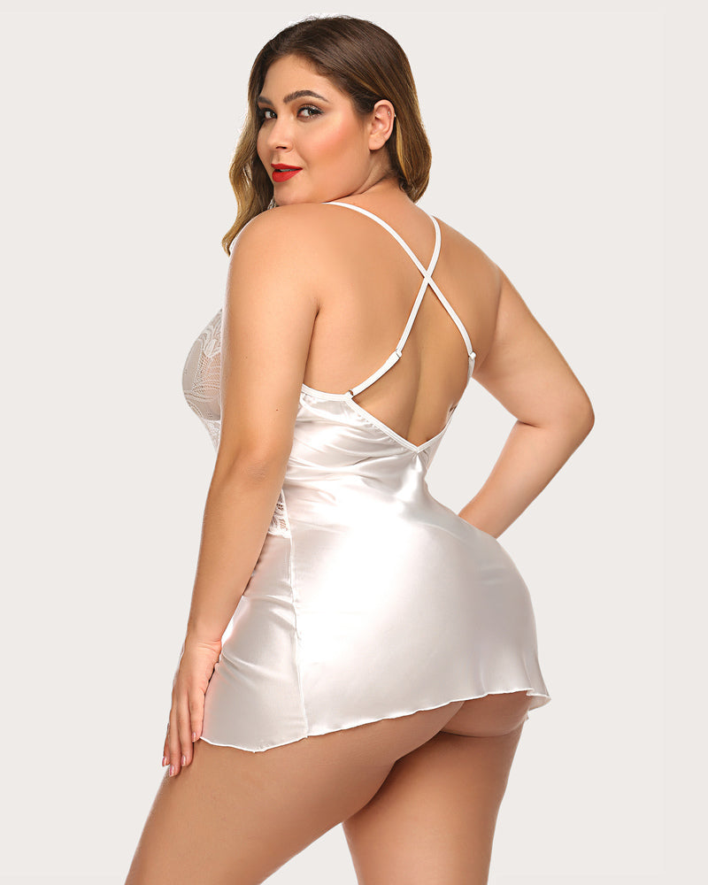 Lace V Neck Satin Nightwear