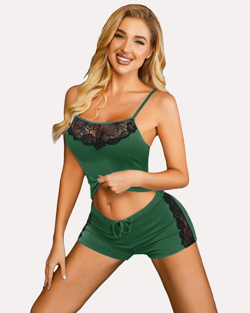 Lace Pajamas Set Random Waistband Shorts Sets