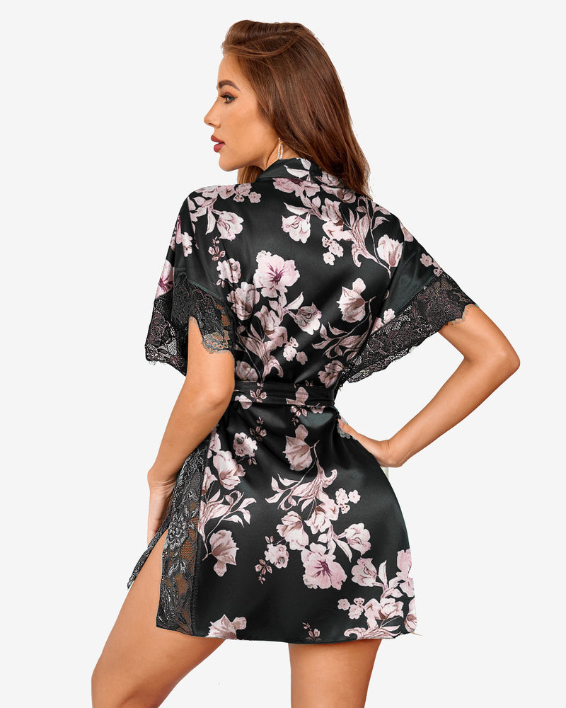 Satin Eyelash Lace Kimono
