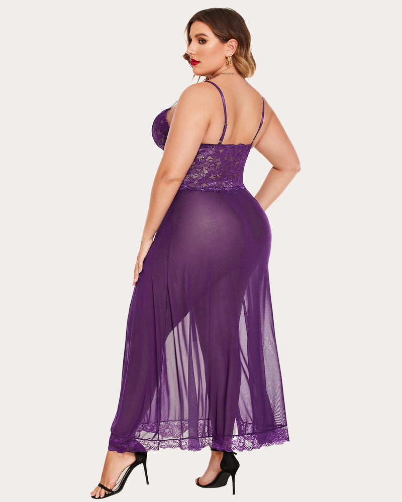 Mesh Maxi Side Slits Dress