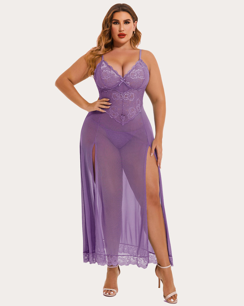 Mesh Maxi Side Slits Dress