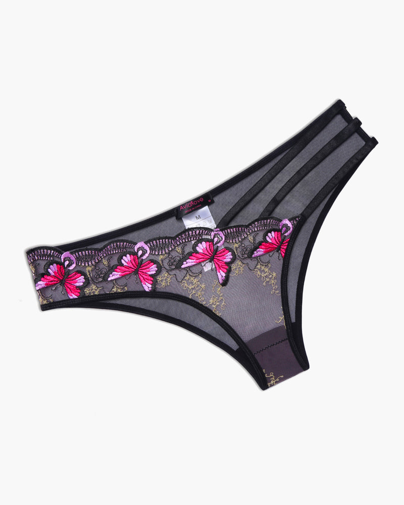 Embroidered Mesh Panties