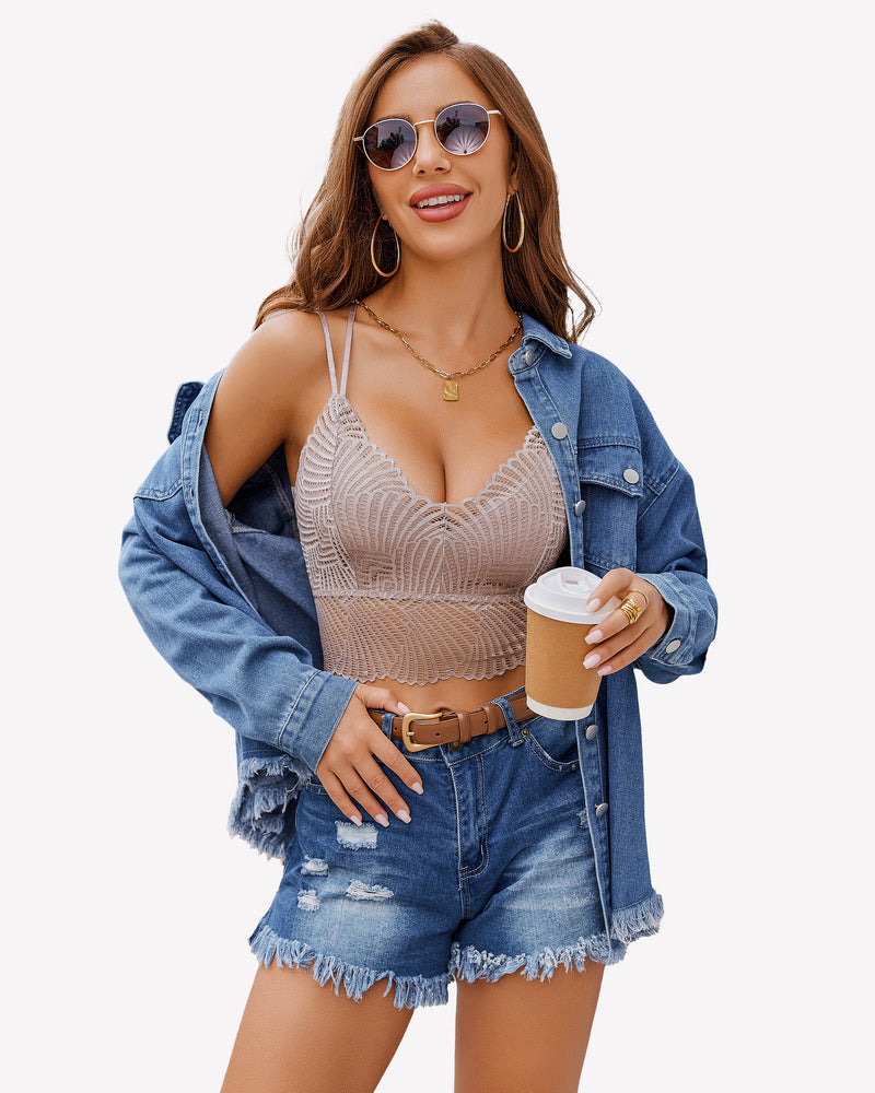V Neck Racerback Crop Top
