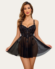 Push Up Lace Print Boudoir Lingeries