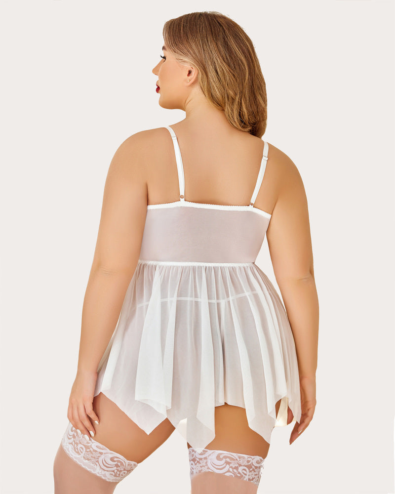 Plus Size Mesh Lace Exotic Babydoll