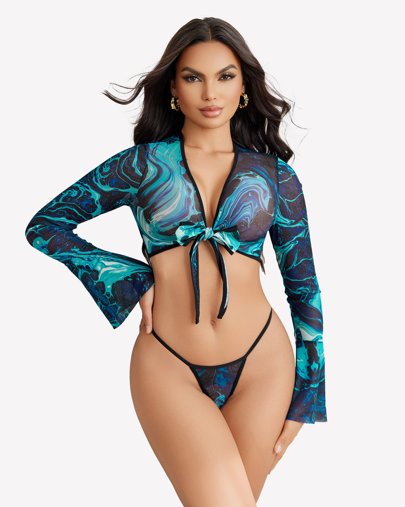 Sheer Crop Tops with G-String