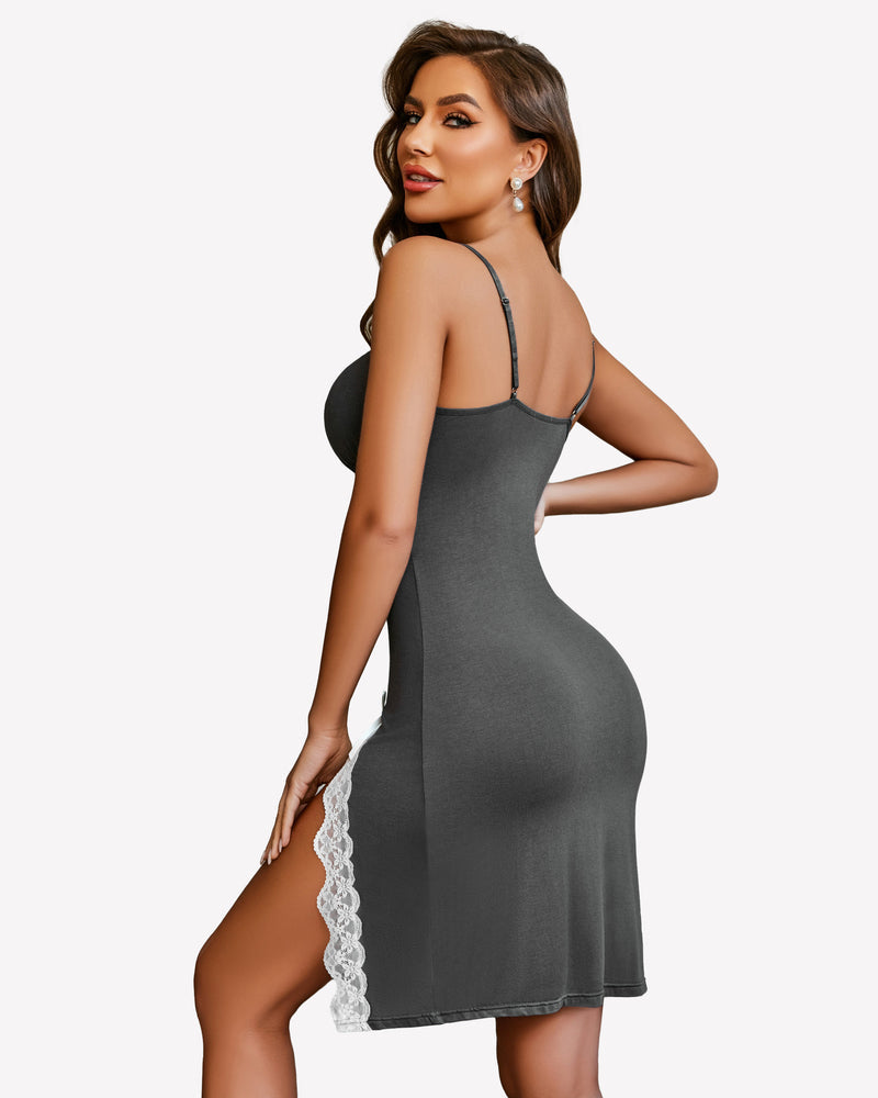 Lace Nightgowns Side Slit Chemise