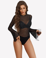 Long Sleeve Rhinestone Bodysuit