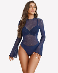 Long Sleeve Rhinestone Bodysuit