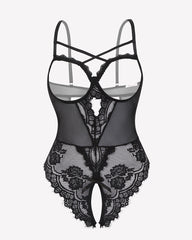Floral Lace Crotchless Teddy Mini Babydoll