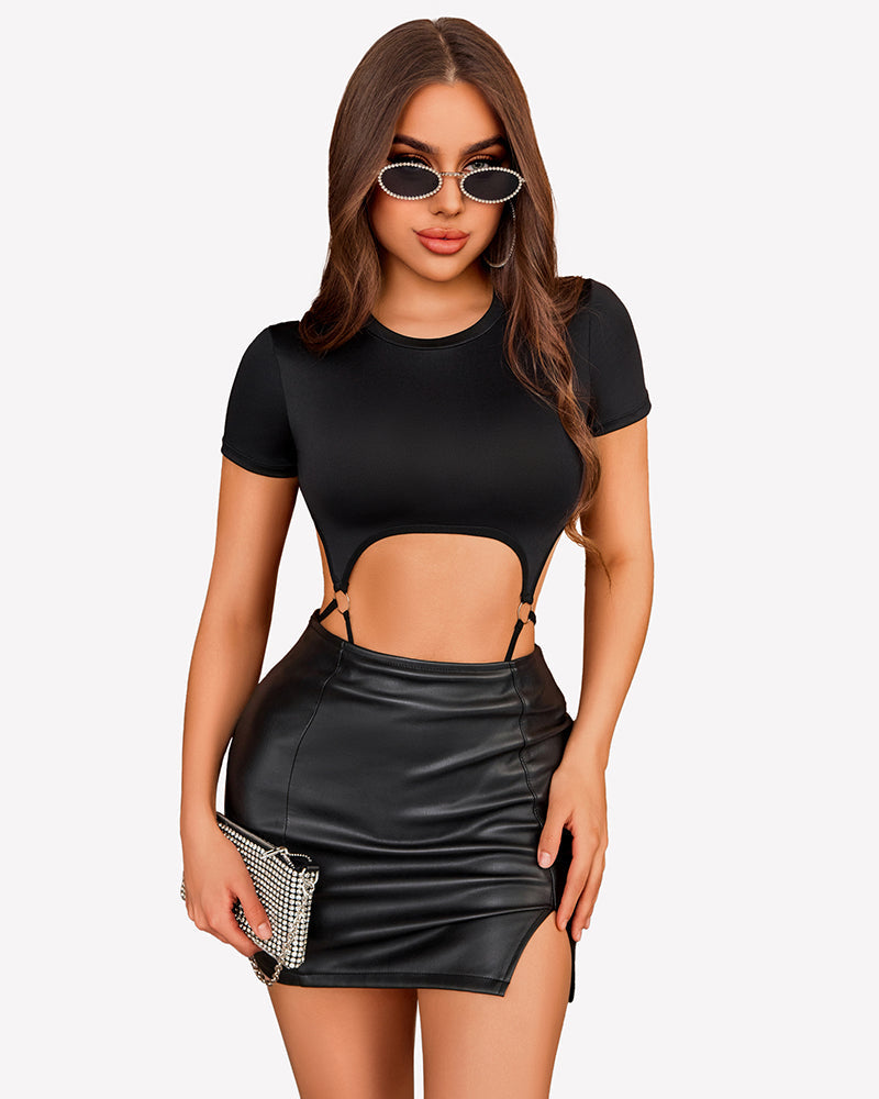 Short Sleeve Slim Fit Crew Neck Body Suits