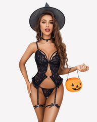 Lace Corset One Piece With Garter Belt