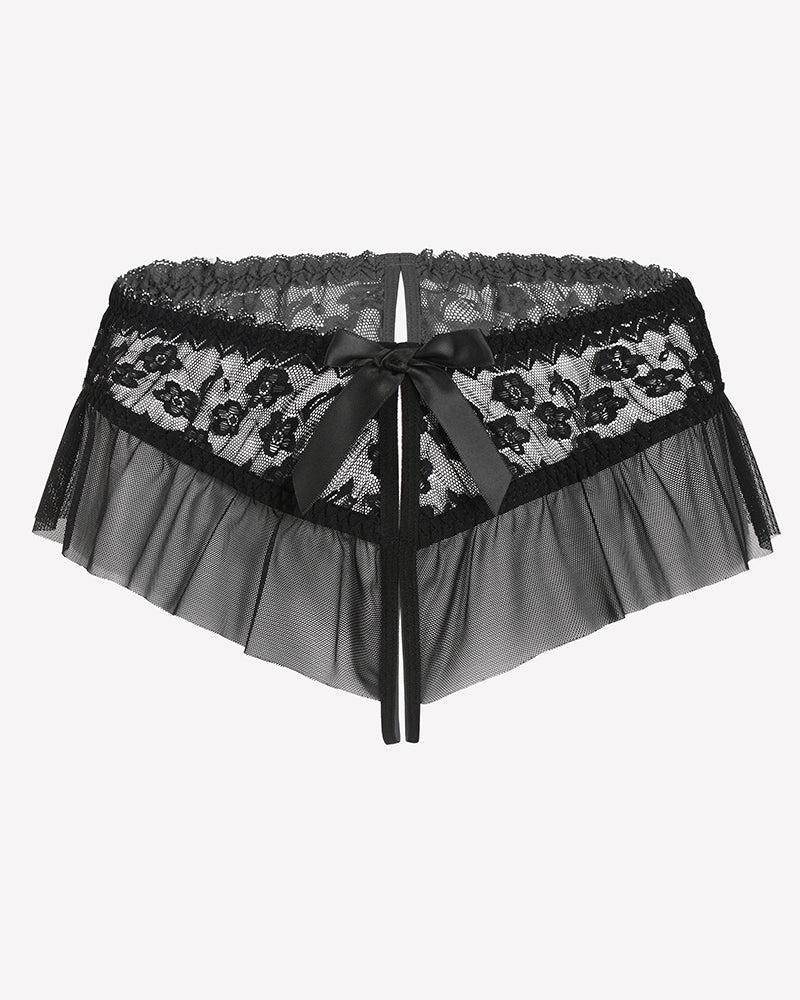 Floral Lace Briefs with Cute Bow