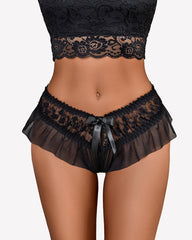Floral Lace Briefs with Cute Bow
