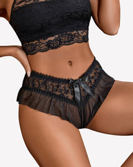 Floral Lace Briefs with Cute Bow